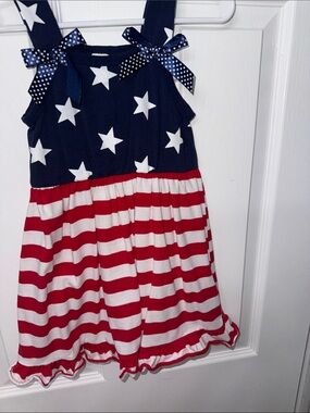 Girls' Navy, Red & White Star-Striped Summer Dress